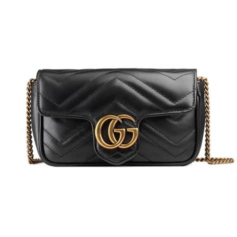 GG Emblem super mini bag in black leather 